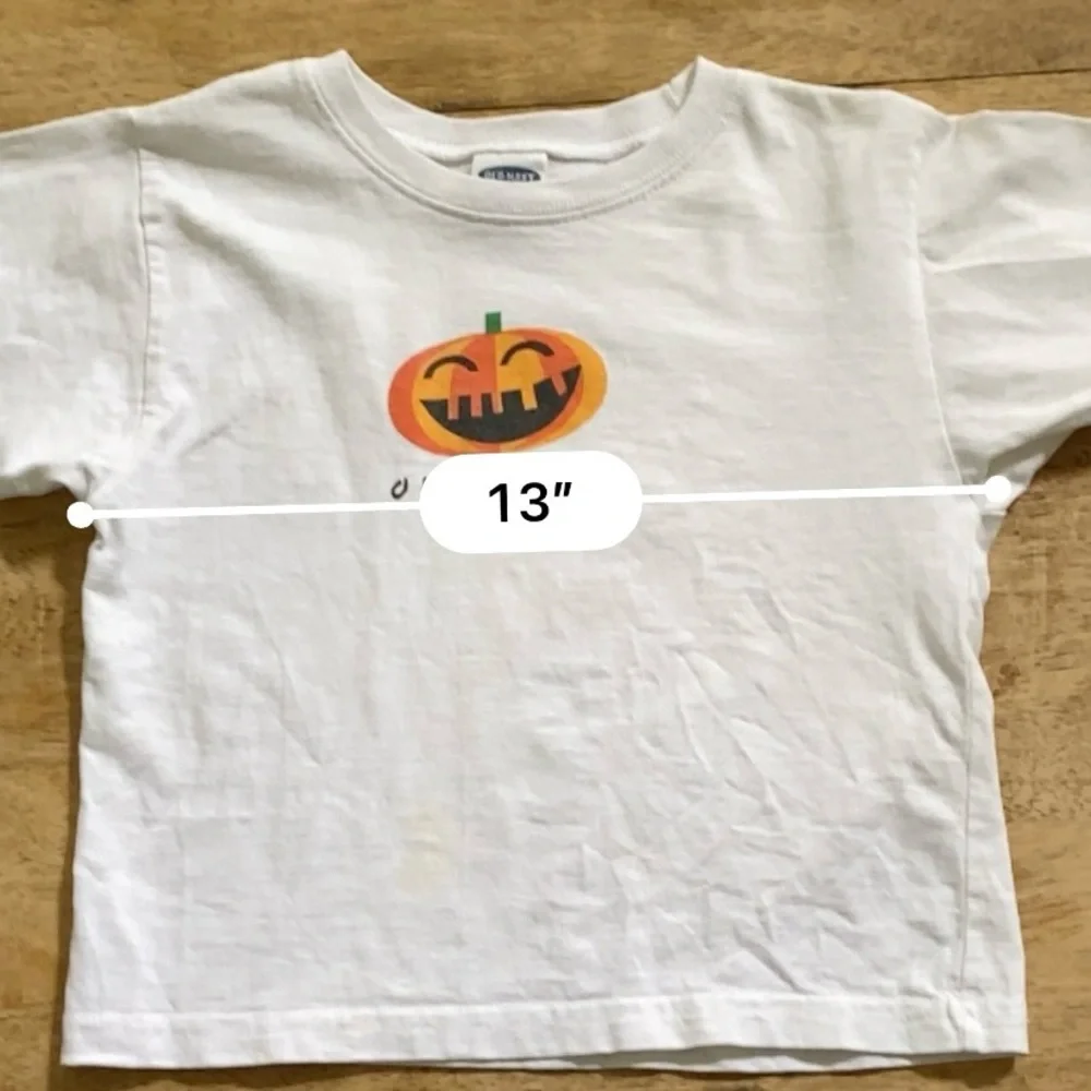 Vintage Old Navy Toddler XXL (24-30 mo) White Cotton Pumpkin Long Sleeve Tee‎